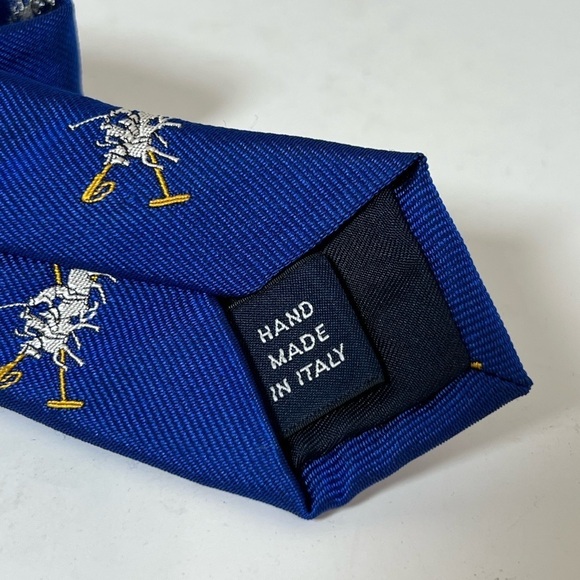 Rare Polo Ralph Lauren Hand Made in Italy Navy All Over Logo Polo Horses Tie - Picture 6 of 11